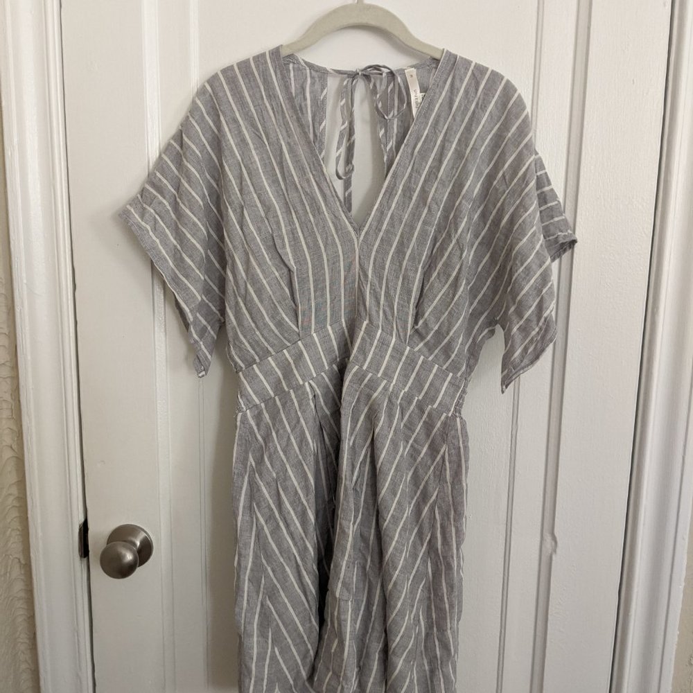 Blue Striped Backless Summer Dress